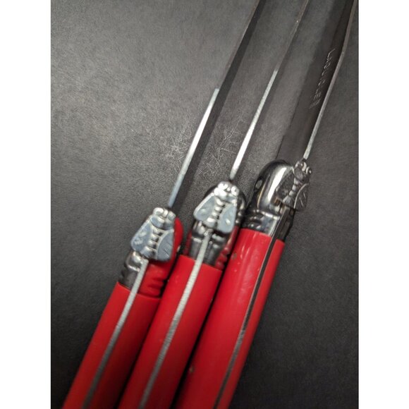 Vintage 1970's French Laguiole Red Steak Knives | Set of 3 | Made in France - Picture 2 of 4